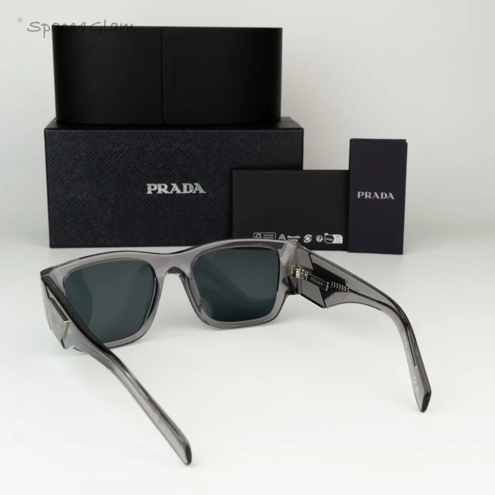 BRAND NEW Prada PR10ZS 16Z70B Transparent Asphalt Grey Square Unisex Sunglasses